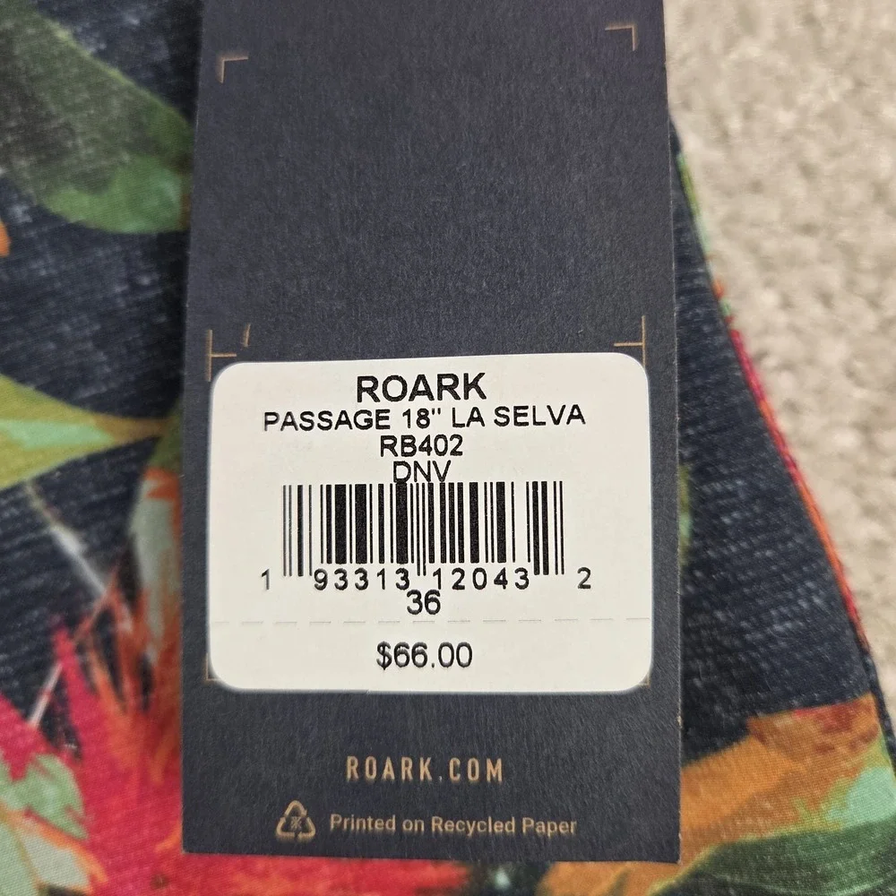 Roark Passage 18 La Selva Board Shorts Mens‎ 36 Floral Hemp Blend Surf NWT